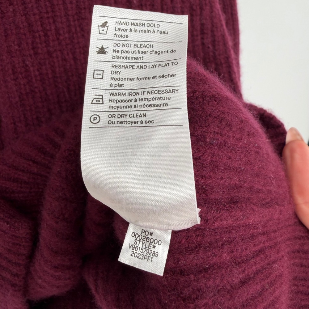 Vince Oversized Wool & Cashmere Cardigan Burgundy Ribbed V-Neck XS - Picture 5 of 14